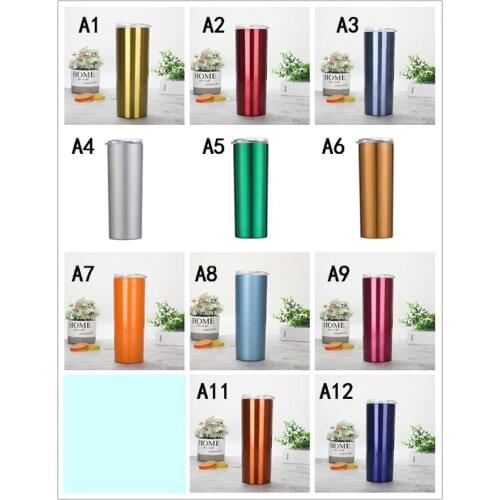 20oz thermal insulation tumbler travel water cup with straw, double wall stainless steel thin straight cup, party Christmas gift