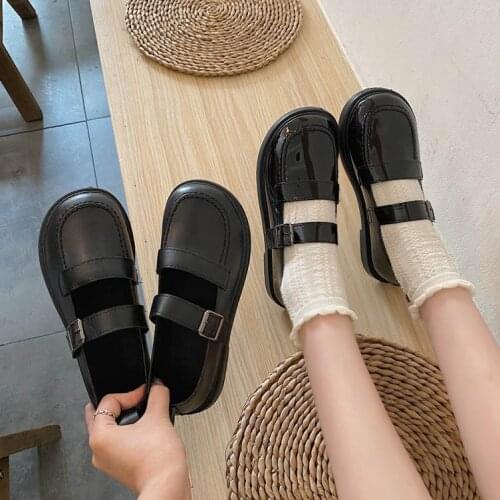 Lolita shoes Women Mary Janes Shoes Buckle Lolita Shoes Black Platform on Flat Retro Casual Shoes Girls zapatos mujer 2021