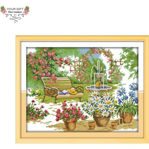 Your Gift F379 14CT 11CT Counted and Stamped Home Decor The Beautiful Garden Needlework Needlecraft Embroidery Cross Stitch kits
