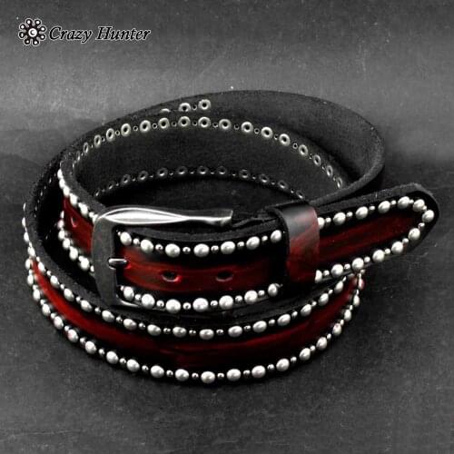 Western Fashion Bling Studded Rock Punk Leather Belt For Men / Women