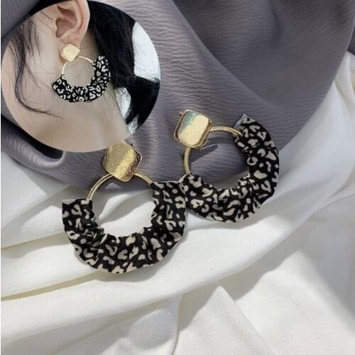 Fashion Flower Printed Cloth Drop Earrings for Women Bohemia Oversize Dangle Earrings Statement Earrings Party Jewelry Gifts