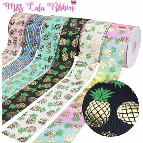 3 "75mm Fruit Series Golden Pineapple Gold Foil Gradient Ribbon DIY Decorative Accessories 50 Yards / Roll