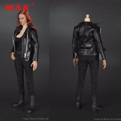 1/6 Female Soldier Clothes Women Cool Black Leather Jacket Suit Top Model Fit12" Action Figure Body In Stock