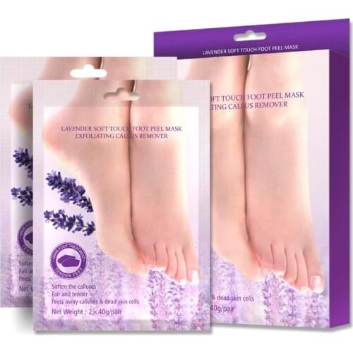2Pairs Lavender Soft Touch Foot Peel Mask Exfoliating Callus Removal Dead Skin Foot Mask Moisturize Beauty Spa Socks