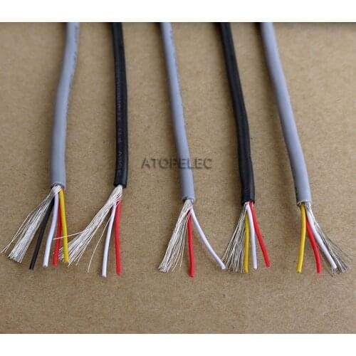 5M UL2547 2547 PVC 2/3/4 Cores Shielded Signal Wire Headphone Cable Cord 22AWG/24AWG/26AWG/28AWG