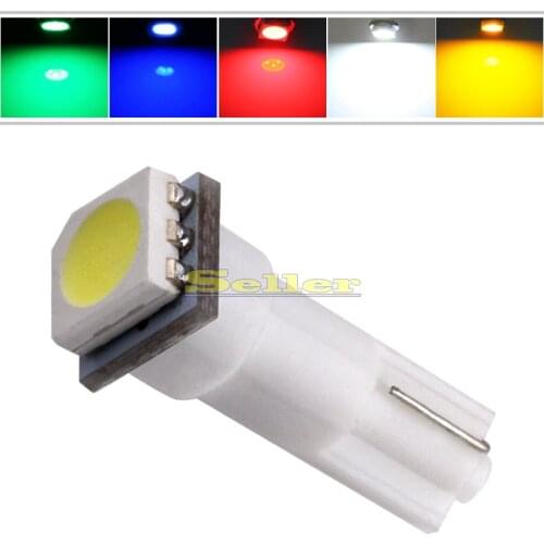 5pcs T5 1 SMD 5050 Dashboard Wedge 1 LED Car Light Bulb Auto Lamp 74 LED Instrument lights T5 LED White/Red/Yellow/Blue/Gree