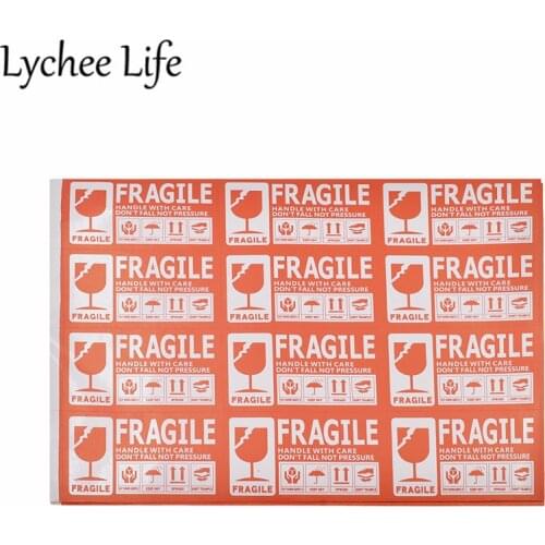 50pcs Fragile Handle With Care Sign Sticker Paper Plane Label Stickers Modern Wall Window Box Glass Decoration
