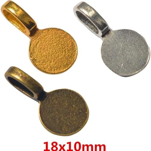 60pcs Alloy Round Pendant Clasps Glue-on Flat Pad Bails Pad Tiles Pendant Bails Cabochon Setting Jewelry Findings Lead 6606
