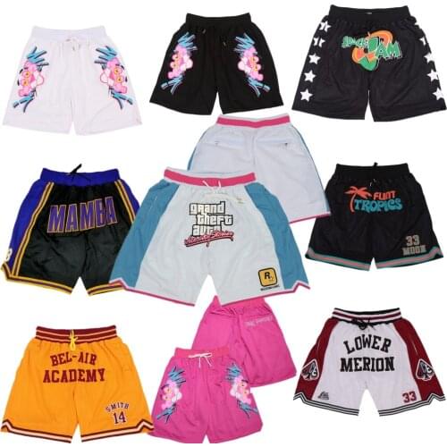 Dabuliu Basketball Shorts GTA Vice Embroidered Black Mamba 33 Bryant Lower Merion Hight School Shorts