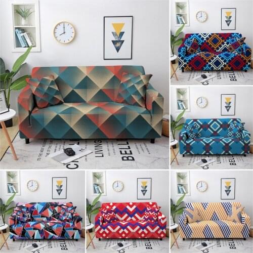 Colored Geometry Elastic Sofa Cover For Living Room Spandex Stretch Sofa Slipcovers Sectional Couch Cover Home Decor 1-4 Seat
