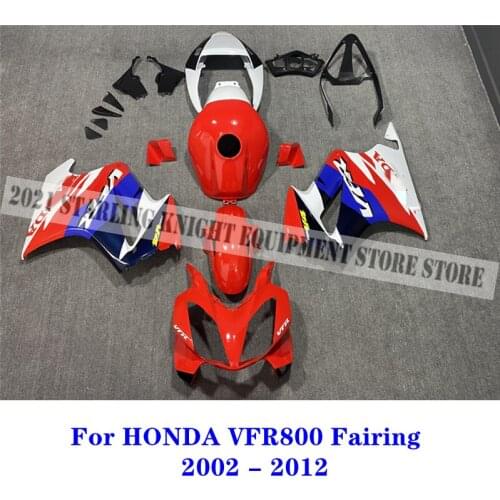For Honda VFR800 VFR 800 2002 2003 2004 2005 2006 2007 2008 2009 2010 2011 2012 motorcycle red body ABS injection fairing kit