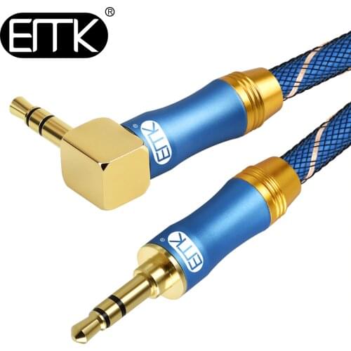 EMK Right Angle 3.5mm AUX Audio Cable Male to Male 90 Degree 3.5 Braid Jack Audio Cable 1m 2m 3m 5m Car Headphone MP3/4 Speaker