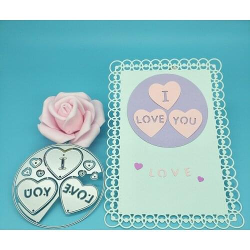 Peach heart shape with I love you, round shape, metal cutting mold, scrapbook, paper gift card, DIY decorative molding template