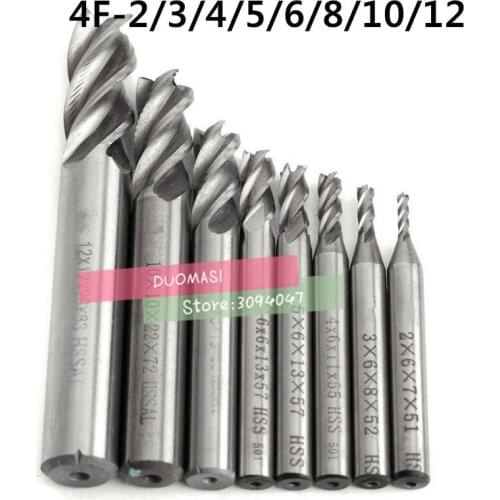 Free Delivery 8pcs/set HSS End Mill 4 Blades CNC Tools Diameter 2.0-12.0mm Flute Milling Cutter Router Bit CNC mill Drill Bit