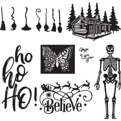 Happy Halloween Skeleton Broom Hohoho Believe Metal Cutting Dies DIY Card Album Making Scrapbooking Craft Stencil New 2021
