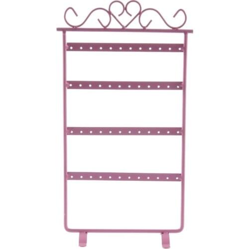 Hot 48 Hole Earrings Ear Studs Display Rack Metal Jewelry Holder Stand Organizer Showcase Pink 295x160mm For Retail Environment