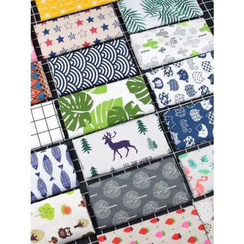 Plaid Cotton Linen Fabric By The Meter per for Sofa Cover Background Tablecloth Curtain DIY Sewing Anime Cartoon Floral Printed