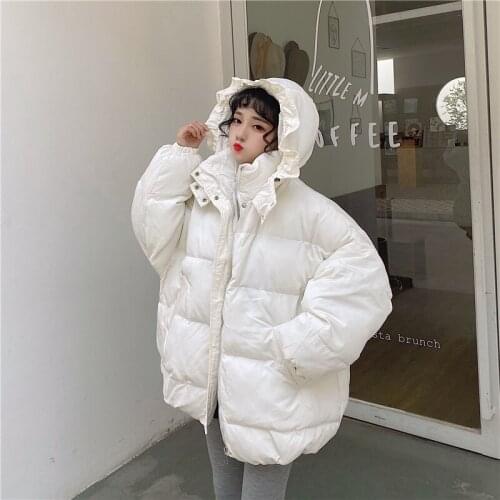 Short Winter Coat Women Loose Jackets 2021 New Korean Style Fashion Sweet Jacket Casual Hooded Chic Warm Coats Y508