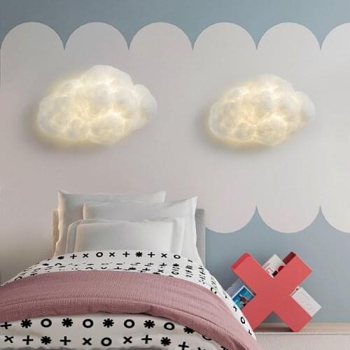 Creative LED Cloud Wall Lamp Modern Fiber Bedroom Wall Lights Wedding Childrens Room Decor Lamps Luminaire Fixtures