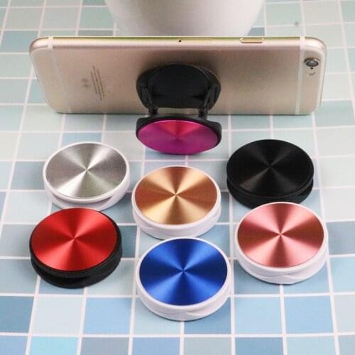 Round Phone Stand Metal Color Solid Grip Phone Holder Car Desk Universal Phone Holder