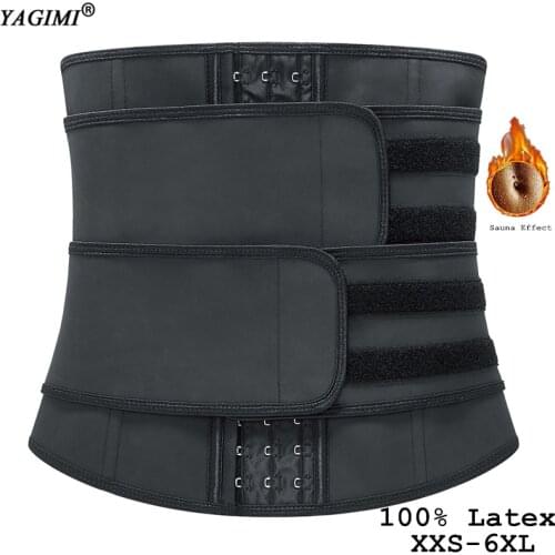 100% Latex Waist Trainer Body Shaper Firm Tummy Control 9 Steel Boned Sauna Sweat Belt Xxs-6xl Plus Size Women Corset