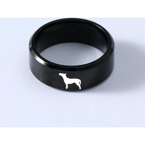 MANGOSKY 8mm Titanium Bull Terrier Dog Ring For Men and Women