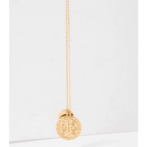 Statement coin designer charms necklace for women kpop jewlery necklaces gold round coin pendant necklace choker wholesale