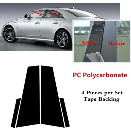 4pcs set Exterior Door Window Trim Cover B C Pillar Posts Shiny Black Fit For MERCEDES CLS C219 2006-2011 CLS350 CLS500 CLS550