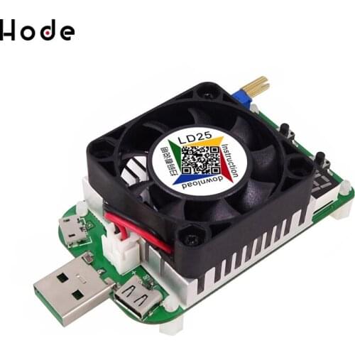 Aokin Ld25 Load Resistor Usb Interface Discharge Battery Test Led Display Fan Adjustable Current Voltage 25w voltmeter