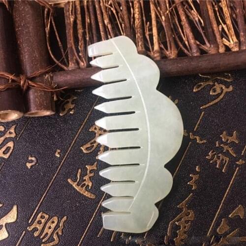 Natural Jade Stone Guasha Comb 2 In 1 Head Massager Anti-wrinkle Hand Back Body Health Care Massage Tool Scalp Relaxation Tool