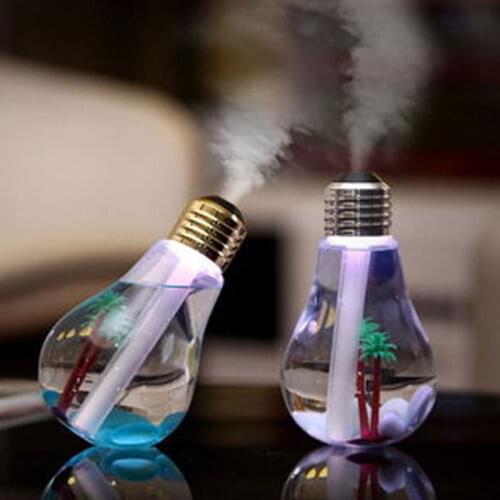 Novelty USB Bulb Humidifier Air Freshener Mist Maker with LED Night Light and Micro Landscape Air Ultrasonic Humidifier