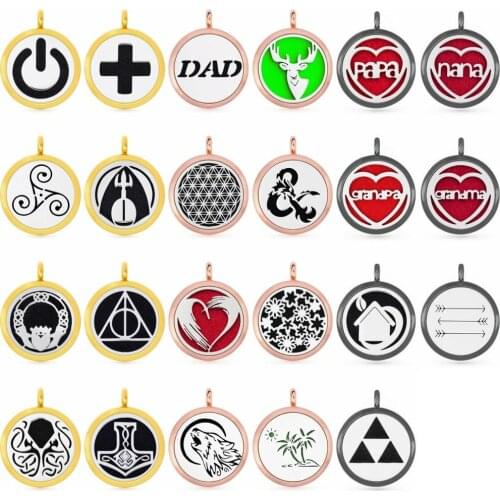 New Arrival Flower of life gold/rose gold/black 30mm Perfume Aromatherapy locket essential oil Diffuser pendant fit necklace