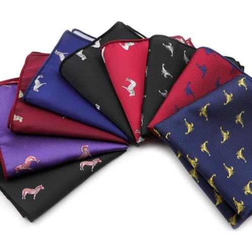 New Design Polyester Hanky For Men Casual Zebra Scorpion Woven Pocket Square Jacquard Wedding Party Handkerchief