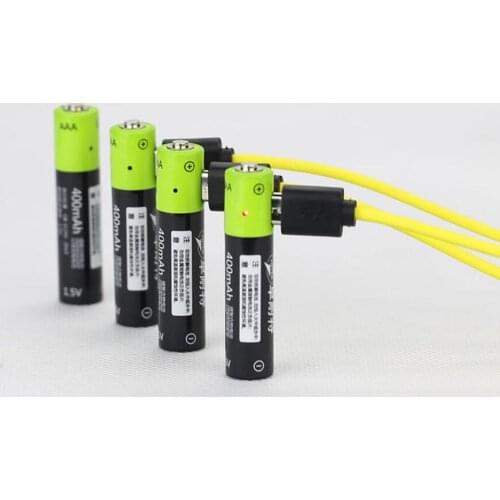Original 1.5V AAA rechargeable battery 400mAh USB rechargeable lithium polymer battery fast charging via Micro USB cable