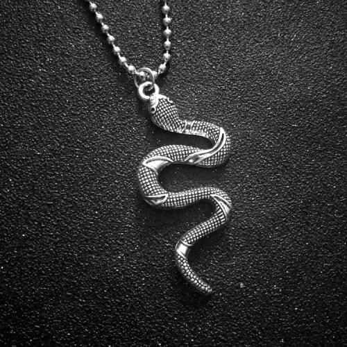 Punk new fashion snake cobra Pendants Vintage Beads Link chain Necklace For Mens Womens silver necklace Jewelry Gift