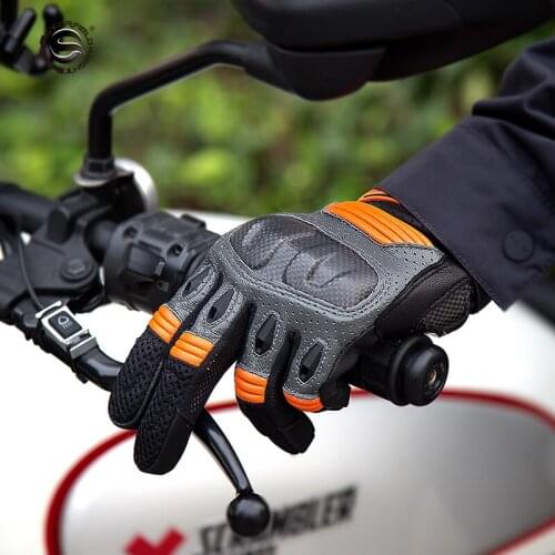 New Retro High Quality Goatskin Racing Riding Unisex Gloves Motocross Touch Screen Breathable Genuine Motorcycle Gloves