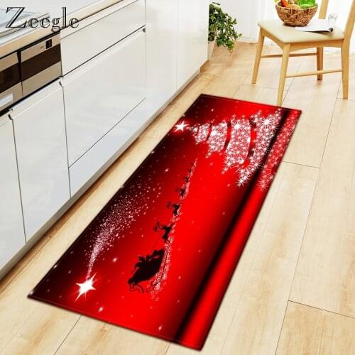 Zeegle Christmas Kitshen Mat Carpet Non Slip Floor Mat For Living Room Entrance Door Mat Kids Room Absorbent Floor Rug Carpet