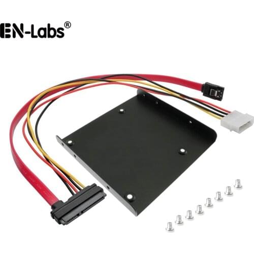 SATA 22pin Combo Cable w/ 2.5 to 3.5 SSD Adapter Bracket,Molex 4Pin Power & SATA 7Pin Data Cord - 40CM