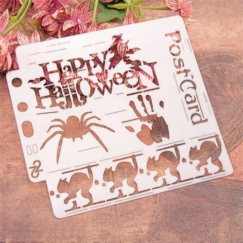 14.1*13 Halloween spider print stencils spray plastic mold shield DIY cake hollow Embellishment printing lace ruler Easter