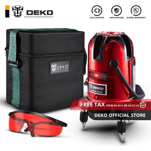 DEKO LL5 Series Self-leveling 5 Line 6 Points Horizontal&Vertical Red Laser Level 360 Degree Accurate Intelligent Adjustment