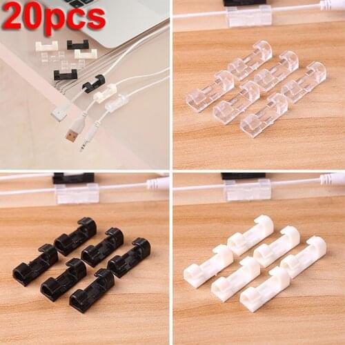High Quality Cable Clips Telephone Line Winder 20Pcs Self Stick Wire Organizer Line Cable Clip Buckle Clips Clamp Table Wall