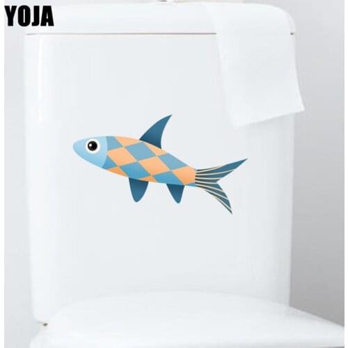 YOJA 23.7*13CM Modern Art Fish Living Room Home Decor Toilet Sticker Wall Decal Funny Cartoon T3-1050