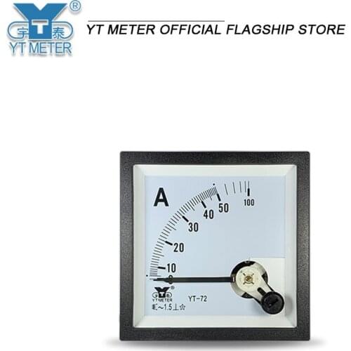 Yt72 AC ammeter directly uses 1a, 2a, 5A, 10a, 15a, 20a, 30a, 40a, 50a, 60A, 75A, 100A series live wire pointer instrument dh72