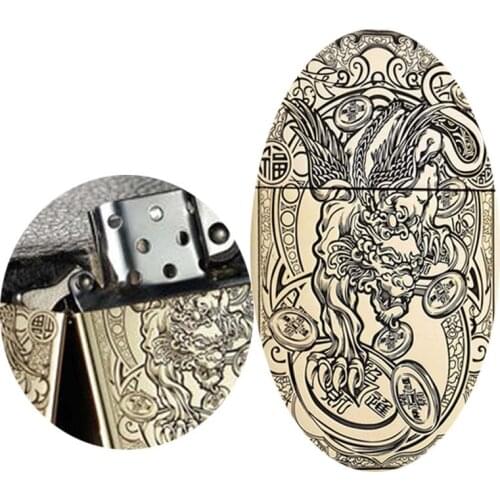 Lighter windproof creative five-sided engraving retro brave troops personality mens lighters birthday boyfriend