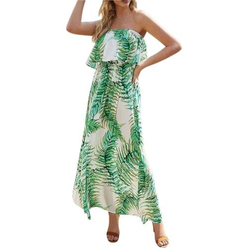 Sexy Strapless Chest Wrapping Dresses Female Bohemia Floral Printed Floor-length Dress Summer Backless Holiday Vestidos Платье