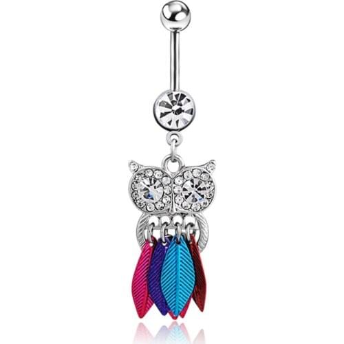 1pcs New Arrival Owl Piercings Navel Belly Button Rings Leaves Body Jewelry Piercings Perfumes For Women Violetta Gothic Unhas