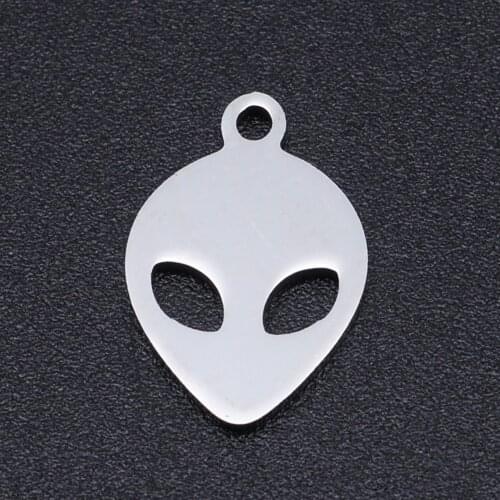 10pcs/lot 10*15mm Stainless Steel ET Saucer Man Pendant Bracelet Charms DIY Jewelry Making Handicraft Accessories Wholesale