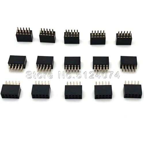 10pcs/lot Double row 2*5P female seat spacing 1.27mm socket 10pin straight needle Female Header connector