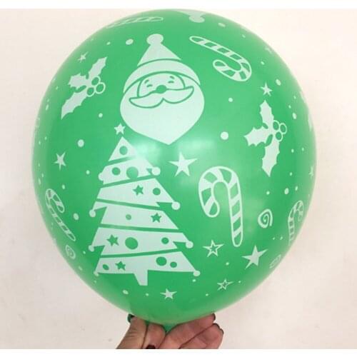 100pcs Christmas Latex Round Balloons Merry Christams Tree Printed Colorful Balloon Santa Xmas Party Decor 3