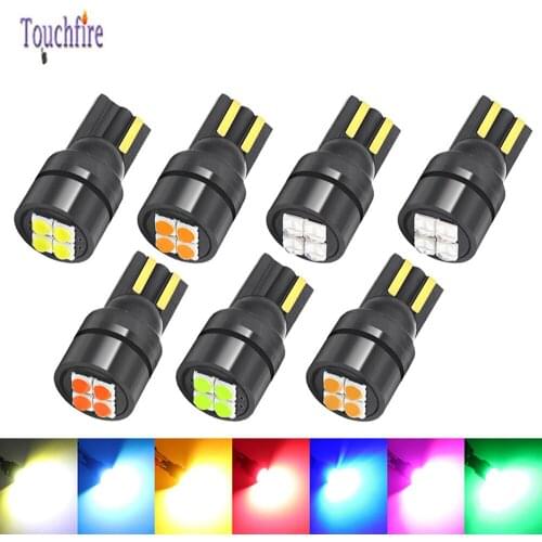 100PCS T10 W5W 194 Canbus Car Bulb 3030 4SMD Lens Reading Interior Door Map License Plate Side Auto Light wholesale Blue yellow